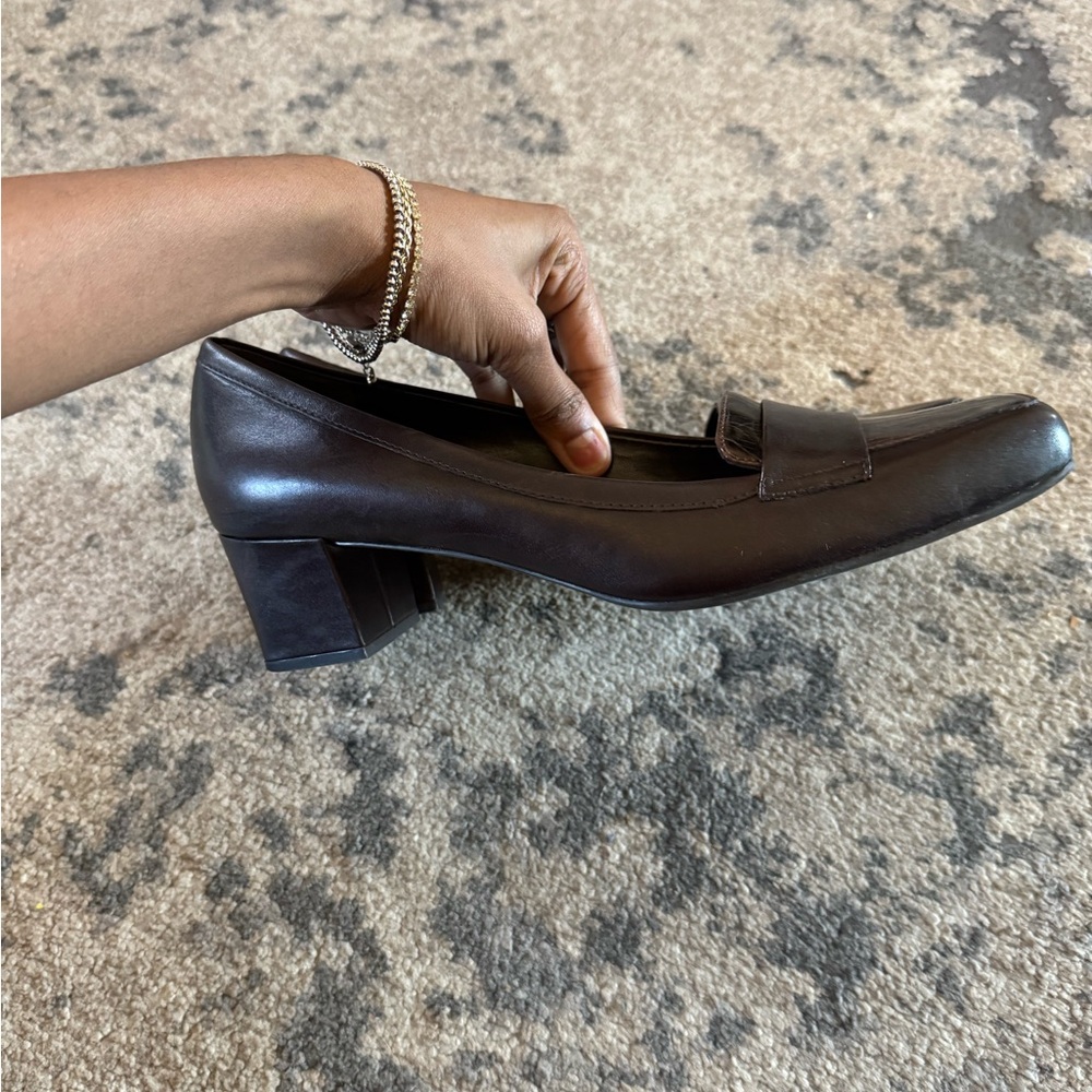 Franco Sarto Dark Brown Square-Toe Loafers - Picture 8 of 8